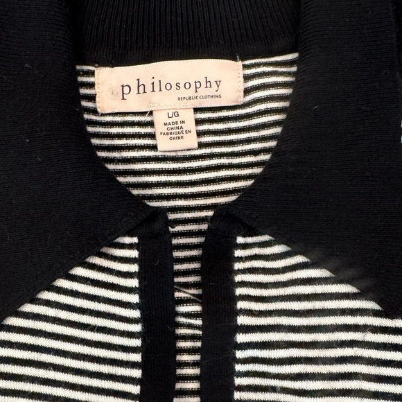 PHILOSOPHY SOFT STRIPED short sleeve SWEATER TOP, Women's Size L/G - Picture 4 of 9